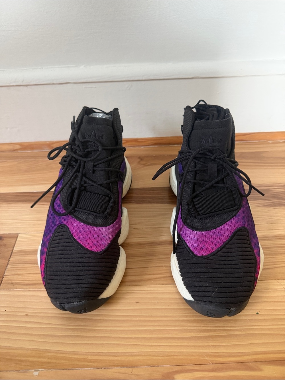 adidas Black and Purple High-Top Running Sneakers